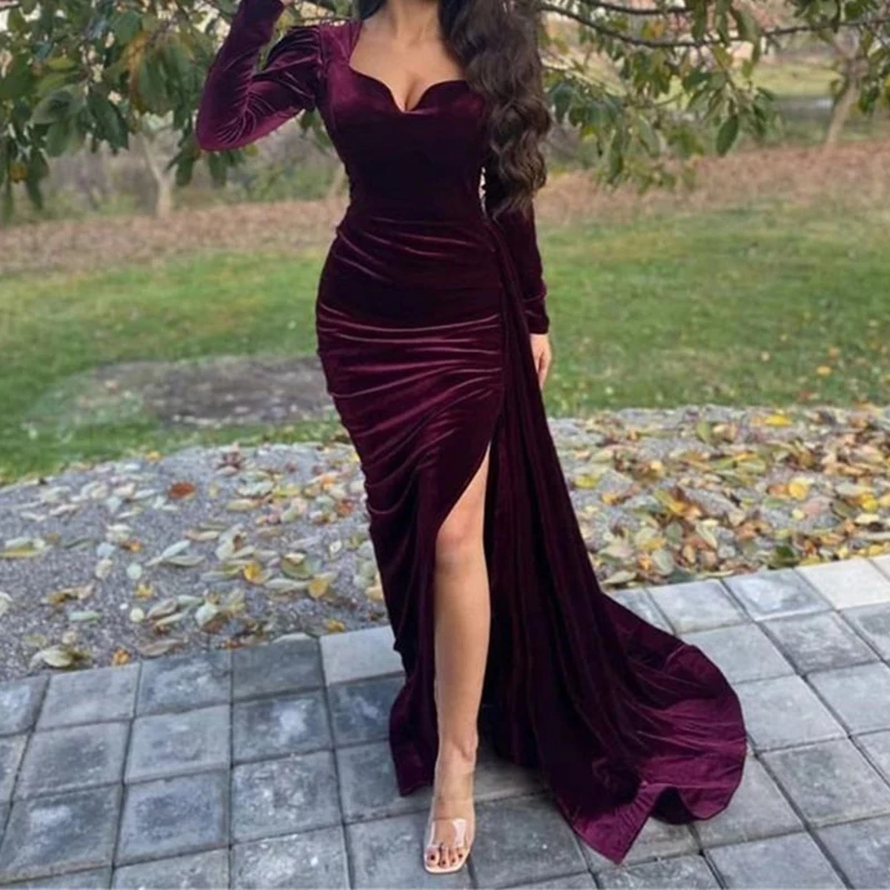2022 сексуальное женское вечернее платье с разрезом сбоку, официальное платье с длинными рукавами, простое бархатное платье для вечеринки
2022 сексуальное женское вечернее платье с разрезом сбоку, официальное платье с длинными рукавами, простое бархатное платье для вечеринки