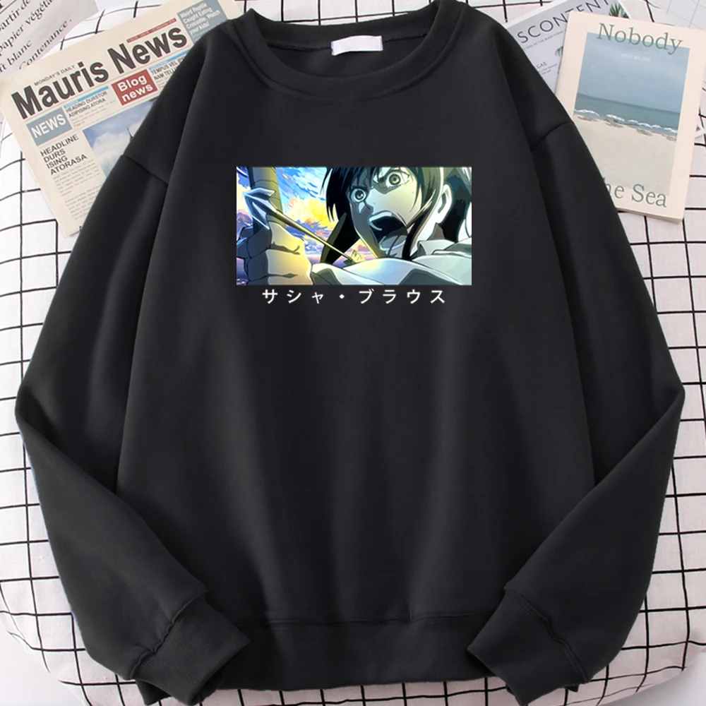 Men Sweater Anime Attack On Titan Sasha Braus Print Sweatshirt Man Woman Japan Manga Long Sleeve Lady Round Neck Street Moletom
Men Sweater Anime Attack On Titan Sasha Braus Print Sweatshirt Man Woman Japan Manga Long Sleeve Lady Round Neck Street Moletom