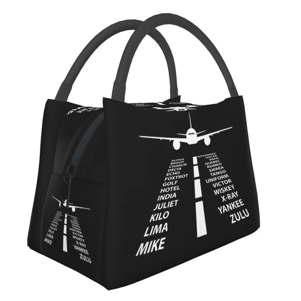 

Phonetic Alphabet Pilot Airplane Aviation Gift Insulated Lunch Bags Aviator Air Fighter Resuable Thermal Cooler Lunch Box