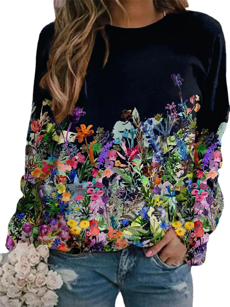 Women's T-shirt printed shirt spring loose long sleeve round neck casual, women's Pullover 3D style, large short sleeves
Women's T-shirt printed shirt spring loose long sleeve round neck casual, women's Pullover 3D style, large short sleeves