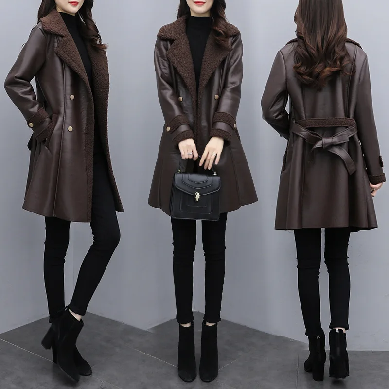 Women's leather jacket 2023 autumn/winter new westernized loose tie casual thickened leather jacket winter
Women's leather jacket 2023 autumn/winter new westernized loose tie casual thickened leather jacket winter