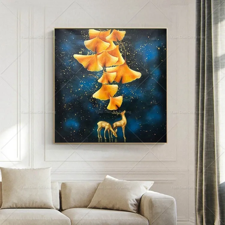 Deer Animal Pretty Gold Tree Elegant Oil Painting Canvas Home Decoration Picture Hand Painted Wall Decor Overlook Painting
Deer Animal Pretty Gold Tree Elegant Oil Painting Canvas Home Decoration Picture Hand Painted Wall Decor Overlook Painting