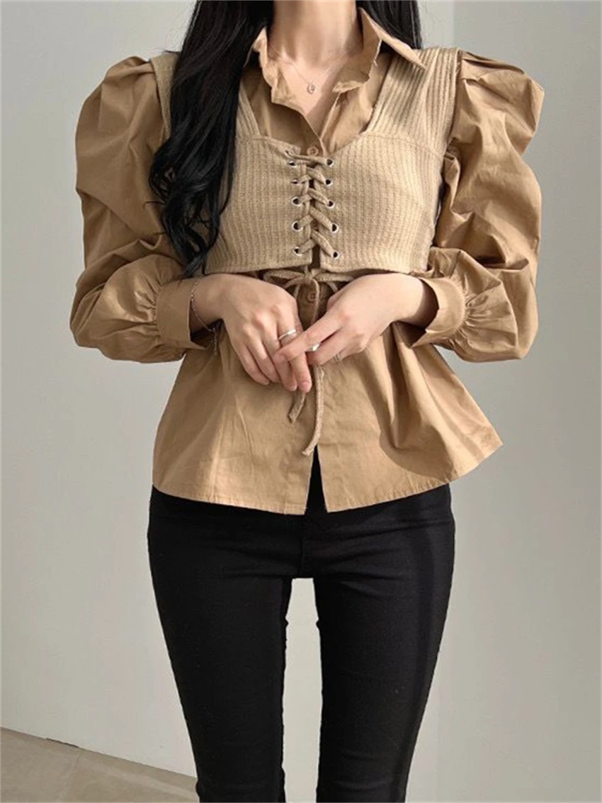 HziriP Chic Spring Shirts Women With Slim Bandage Vest Casual New 2022 Hot OL High Street Loose Office Wear Two Pieces Sets
HziriP Chic Spring Shirts Women With Slim Bandage Vest Casual New 2022 Hot OL High Street Loose Office Wear Two Pieces Sets