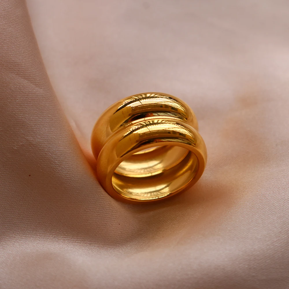 New Stylish Stainless Steel Layered Metal Texture Ring Simple Gold Plated Finger Ring for Women Fashion Jewelry Party Gift
New Stylish Stainless Steel Layered Metal Texture Ring Simple Gold Plated Finger Ring for Women Fashion Jewelry Party Gift