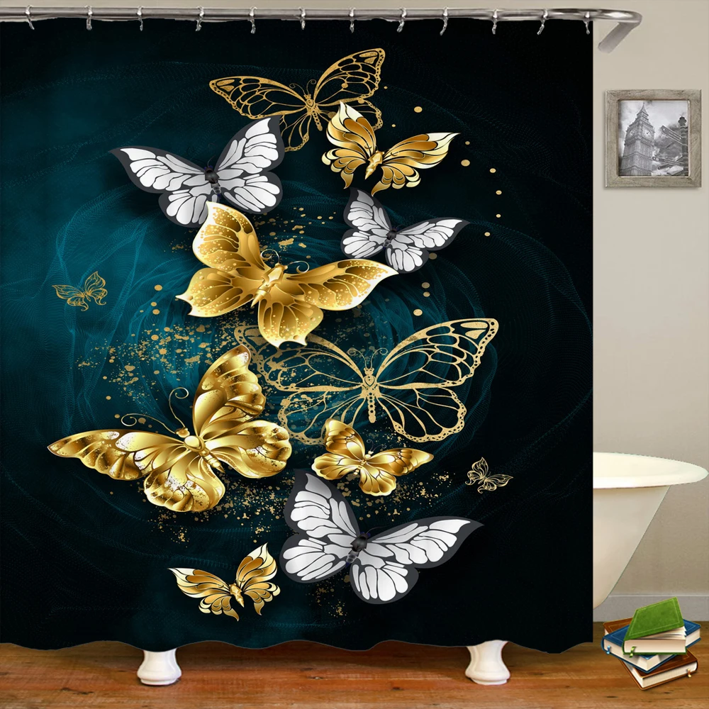 

Занавеска для душа с 3d-рисунком бабочек, водонепроницаемая штора из полиэстера, Frabic украшение, 180 х180 см