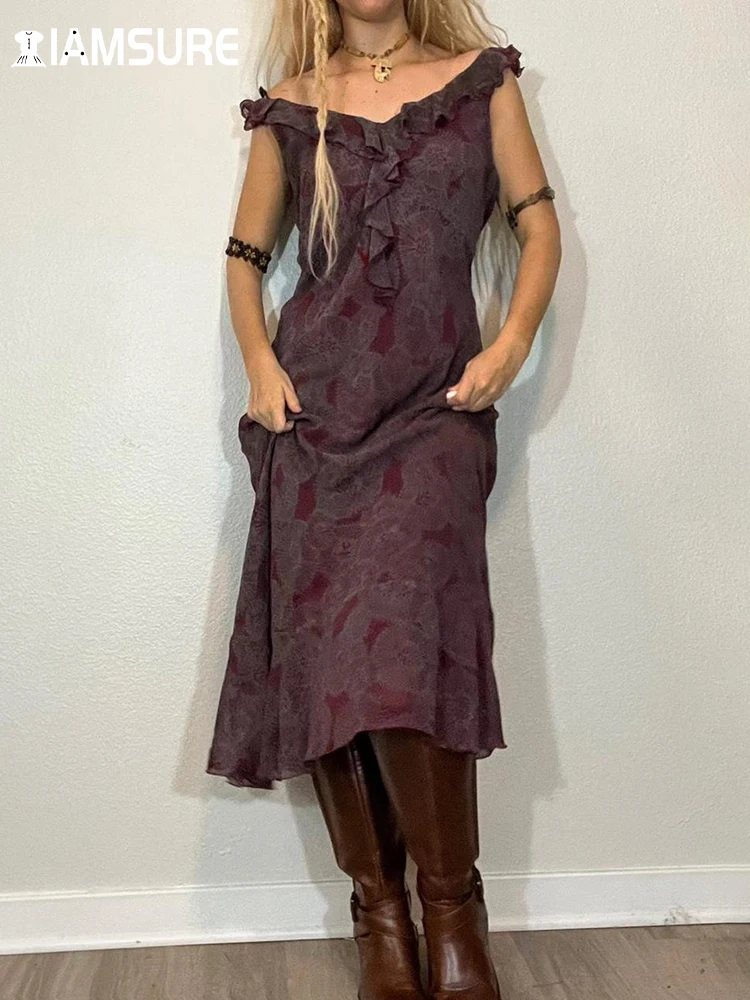 IAMSURE Vintage Floral Ruffles A-Line Dress Grunge Fairycore V-Neck Sleeveless Maxi Dresses For Women 2023 Summer Fashion Ladies
IAMSURE Vintage Floral Ruffles A-Line Dress Grunge Fairycore V-Neck Sleeveless Maxi Dresses For Women 2023 Summer Fashion Ladies