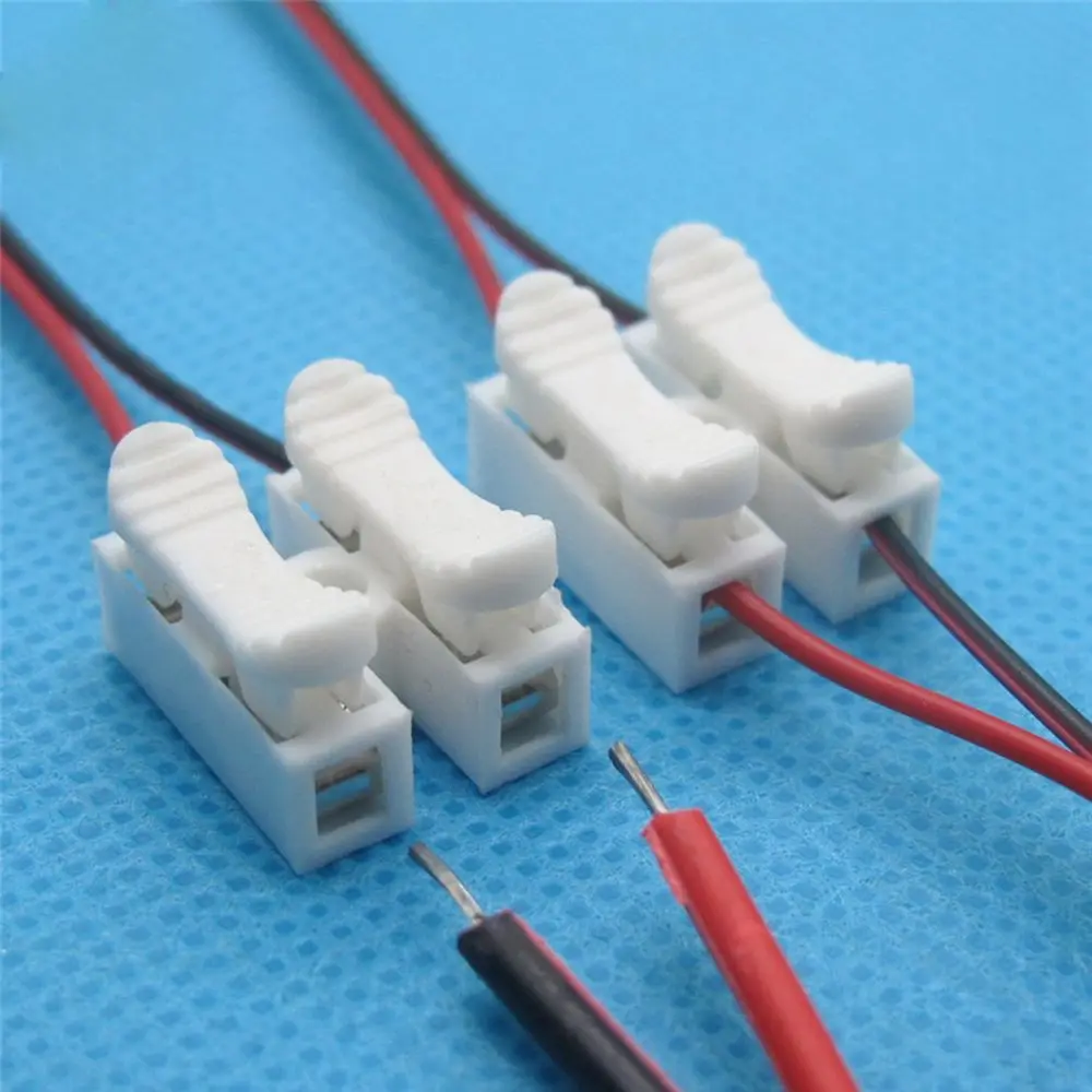 

30pcs Useful Quick No Solding Welding White Terminal Block Spring Clamp No Screw 2P Cable Wire Connector