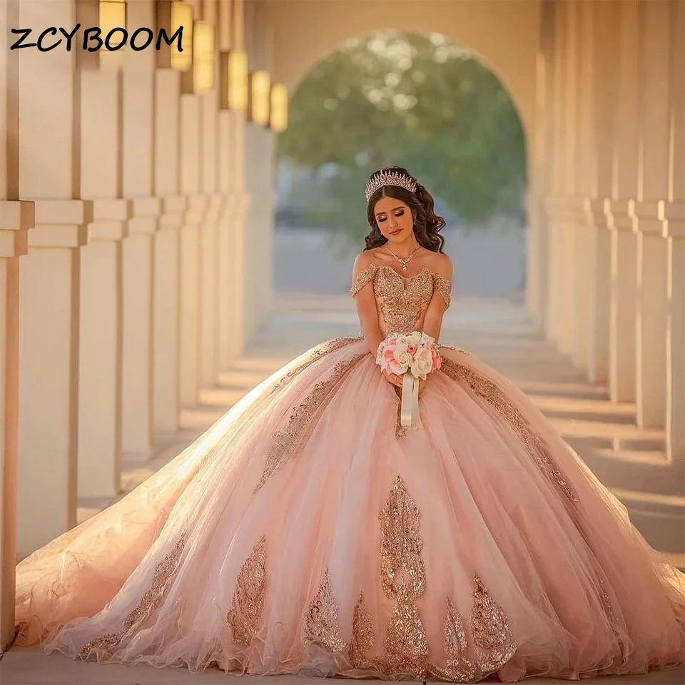 Sparkly Pink Ball Gown 15 Quinceanera Dresses 2024 Princess Rose Gold Lace Appliques Sweet 16 Birthday Party Vestidos De 15 Años
Sparkly Pink Ball Gown 15 Quinceanera Dresses 2024 Princess Rose Gold Lace Appliques Sweet 16 Birthday Party Vestidos De 15 Años