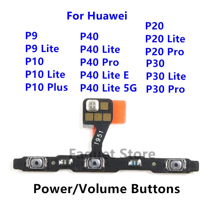 

New Power On Off Side Key Button Volume Button Flex Cable Ribbon For Huawei P10 P20 P30 P40 Lite Pro P40 Lite 5G P40 Lite E P9