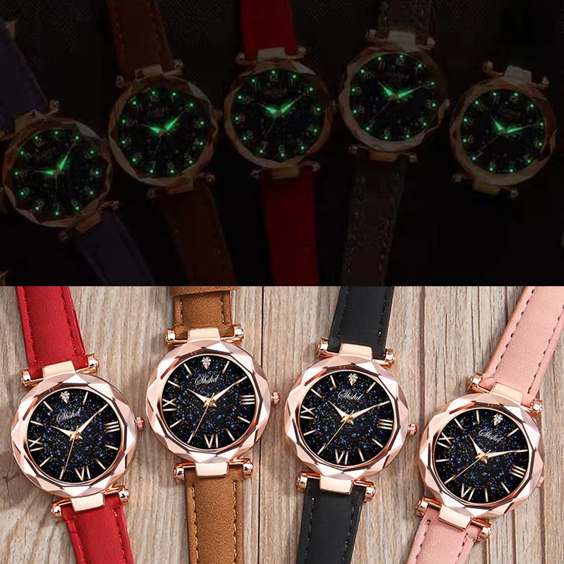 Luxury Stars Women Watch Luminous Charming Little Point Frosted Quartz Wristwatch Dotted with Roman Scale Ladies Reloj Mujer
Luxury Stars Women Watch Luminous Charming Little Point Frosted Quartz Wristwatch Dotted with Roman Scale Ladies Reloj Mujer