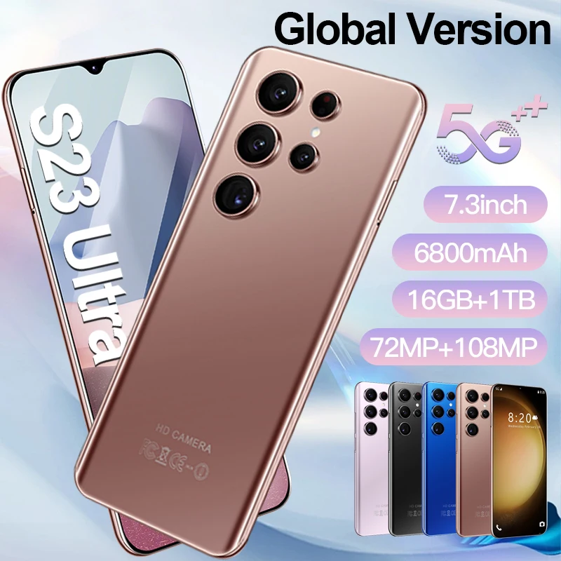 Оригинальный смартфон S23 с функцией распознавания лица, full-screen, 6800 мАч, МП
Оригинальный смартфон S23 с функцией распознавания лица, full-screen, 6800 мАч, МП