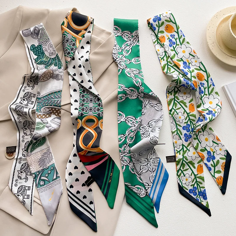 2023 New Design Skinny Silk Ribbon Scarfs for Women Soft Satin Hairband Neck Ties Lady Foulard Neckerchief Fashion Bag Ribbon
2023 New Design Skinny Silk Ribbon Scarfs for Women Soft Satin Hairband Neck Ties Lady Foulard Neckerchief Fashion Bag Ribbon