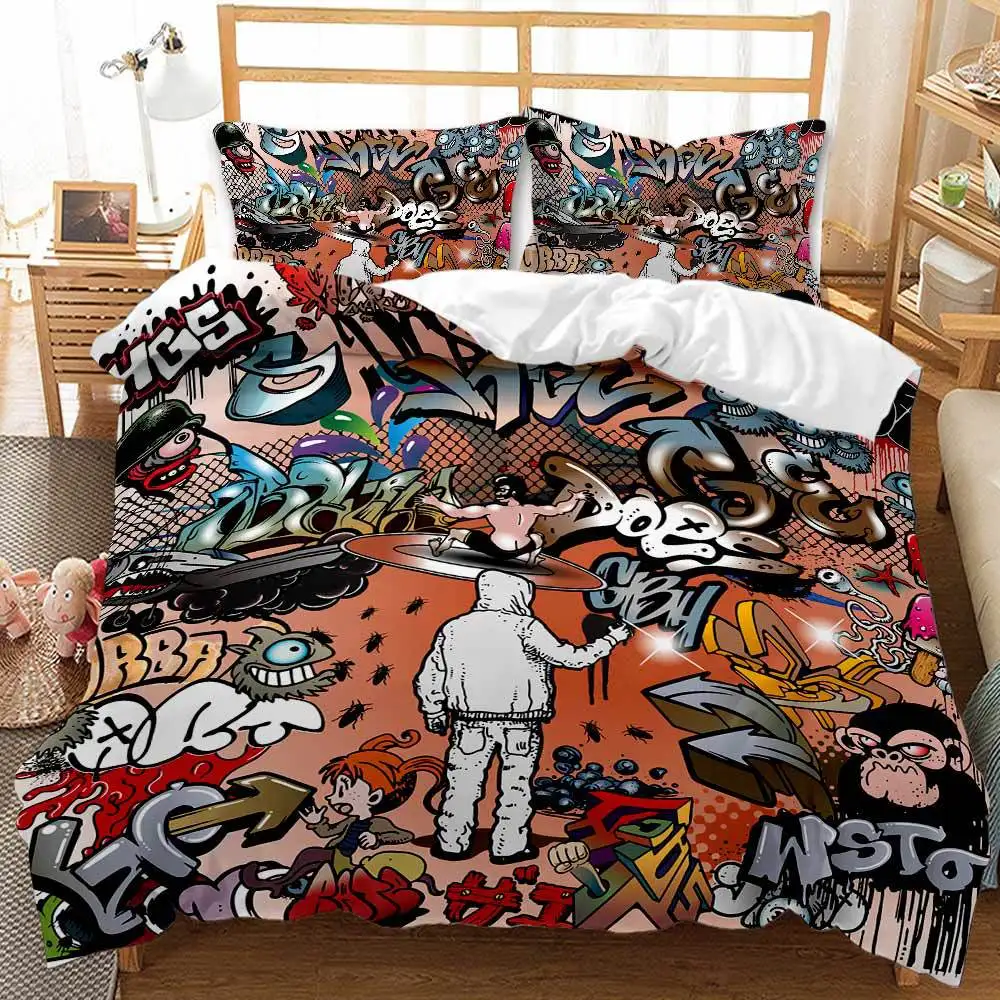 3D Hip Hop Style Printed Bedding 3-Piece Set Duvet Cover Sets Europe Size Cartoon Duvet Cover Set Bed Set
3D Hip Hop Style Printed Bedding 3-Piece Set Duvet Cover Sets Europe Size Cartoon Duvet Cover Set Bed Set