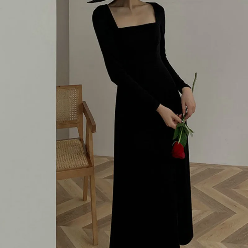 Winter Office Lady French Bandage Square Collar Fashion One-piece Solid Party Maxi Dress New Women Autumn Black Elegant Dress
Winter Office Lady French Bandage Square Collar Fashion One-piece Solid Party Maxi Dress New Women Autumn Black Elegant Dress