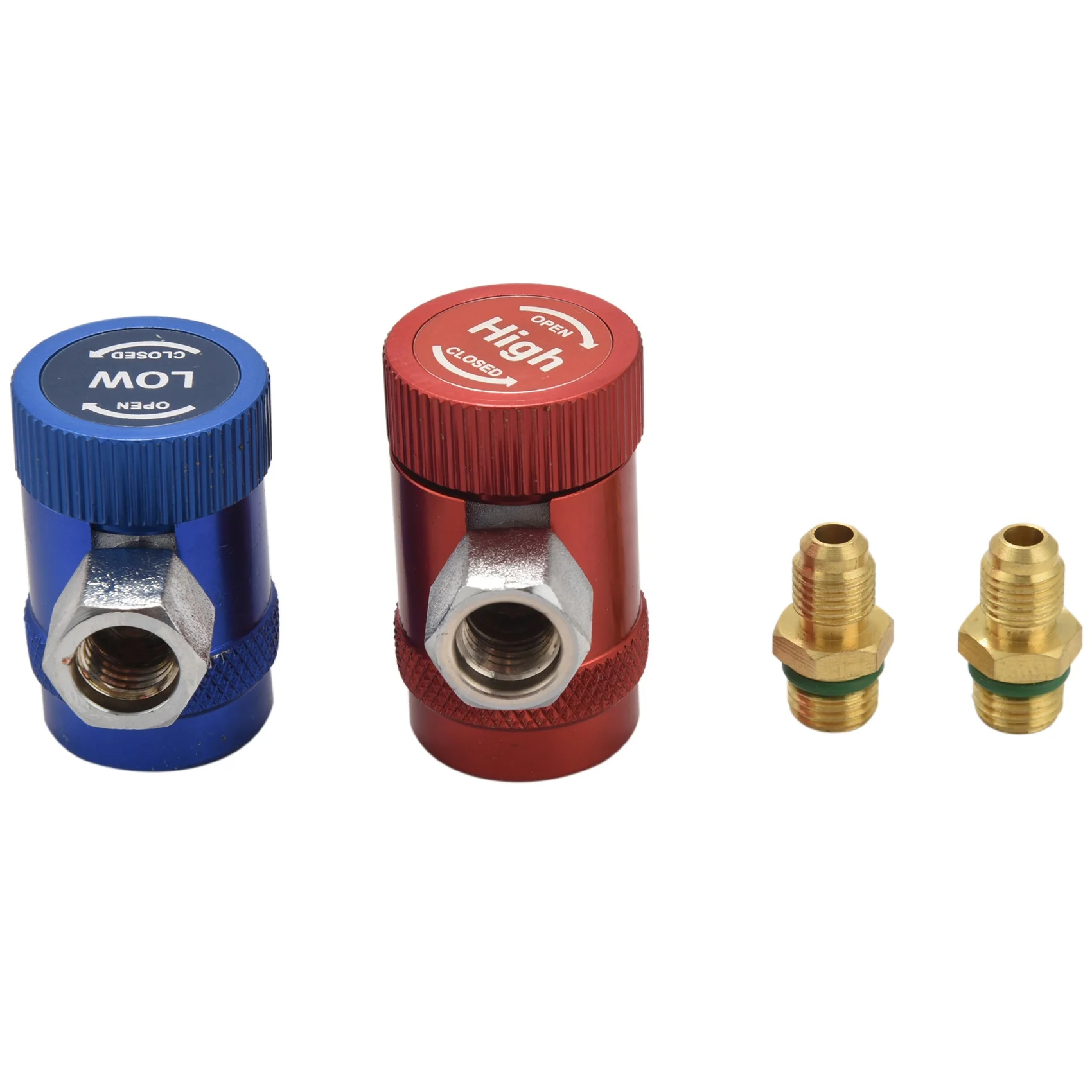 Car Auto AC High / Low Side R1234yf Quick Couplers Adapters Conversion Kit With Manual Couplers 
Car Auto AC High / Low Side R1234yf Quick Couplers Adapters Conversion Kit With Manual Couplers