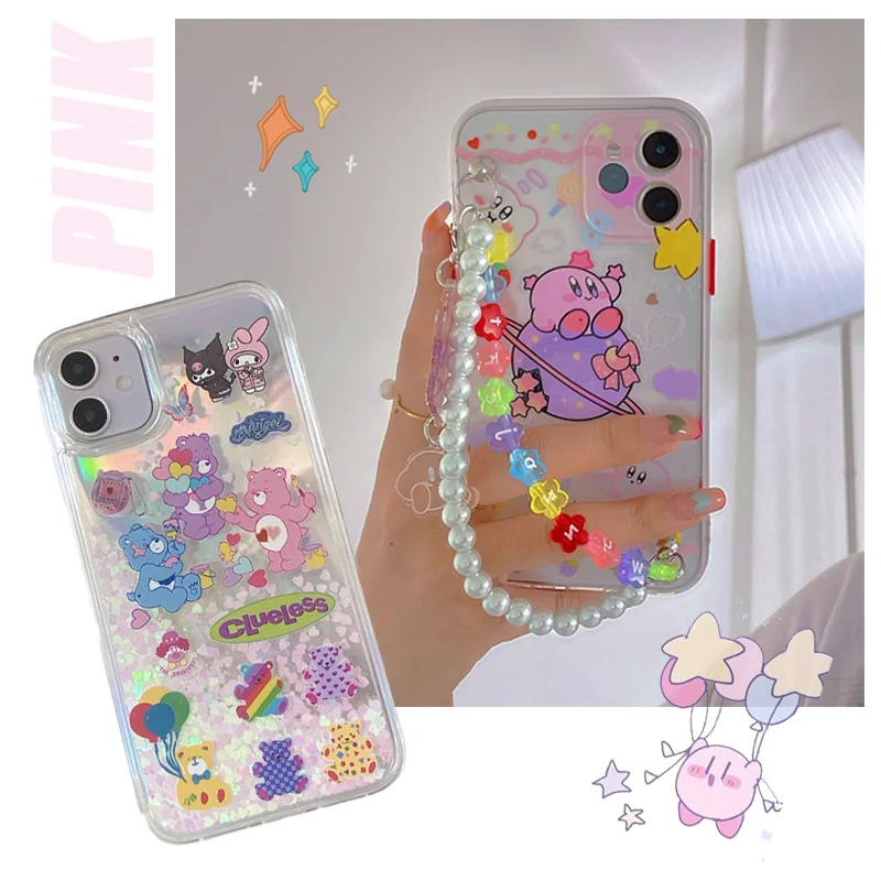 Розовый чехол для IPhone с милым мультяшным принтом Kirby, аниме, съемный чехол с жемчужной цепочкой и блестками, милый подарок
Розовый чехол для IPhone с милым мультяшным принтом Kirby, аниме, съемный чехол с жемчужной цепочкой и блестками, милый подарок