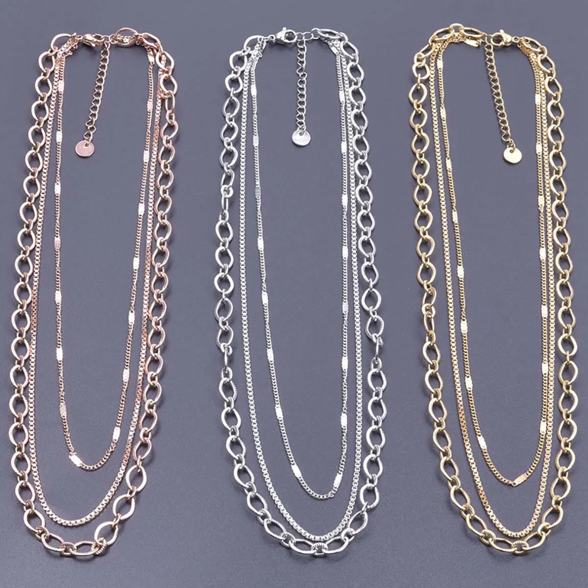 2Pcs Stainless Steel Multi-layered Collarbone Chain Rose Gold/Golden/Steel Color Necklace Inner/Outer Circle 40+5cm/45+5cm
2Pcs Stainless Steel Multi-layered Collarbone Chain Rose Gold/Golden/Steel Color Necklace Inner/Outer Circle 40+5cm/45+5cm