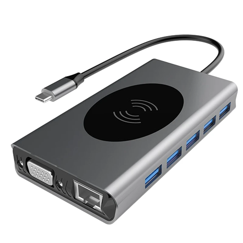 USB-концентратор 14 в 1, док-станция для ноутбука, порты Sup, Беспроводная зарядка, тройной дисплей, Совместимость с 4K HDMI, 5 портов USB
USB-концентратор 14 в 1, док-станция для ноутбука, порты Sup, Беспроводная зарядка, тройной дисплей, Совместимость с 4K HDMI, 5 портов USB