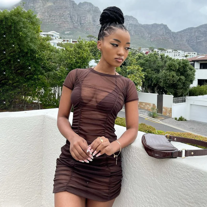 Zoctuo 2022 Short Sleeve Mini Dress O-Neck Solid See-Through Sexy Dress Summer Women Clothing Streetwear Party Club Clothing Y2K
Zoctuo 2022 Short Sleeve Mini Dress O-Neck Solid See-Through Sexy Dress Summer Women Clothing Streetwear Party Club Clothing Y2K
