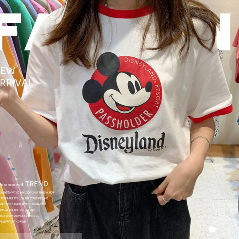 Женские футболки Disneyland 2022, топы с Микки Маусом, футболки с коротким рукавом и круглым вырезом, летние футболки, женская одежда в стиле пэчвор...
Женские футболки Disneyland 2022, топы с Микки Маусом, футболки с коротким рукавом и круглым вырезом, летние футболки, женская одежда в стиле пэчвор...