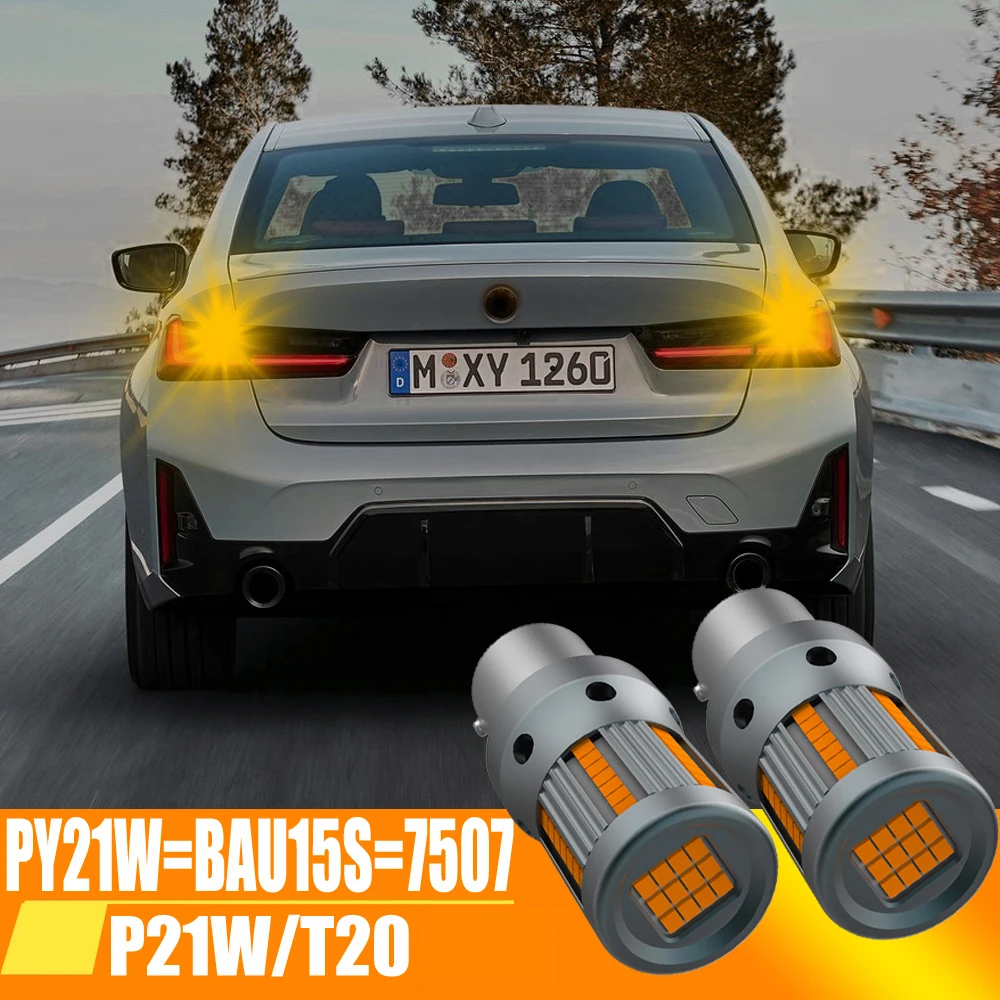 

PY21W BAU15S 7507 12496 P21W BA15S 1156 T20 W21W WY21W LED Amber No Error Turn Signal Light Canbus No Hyper Flash For Opel BMW