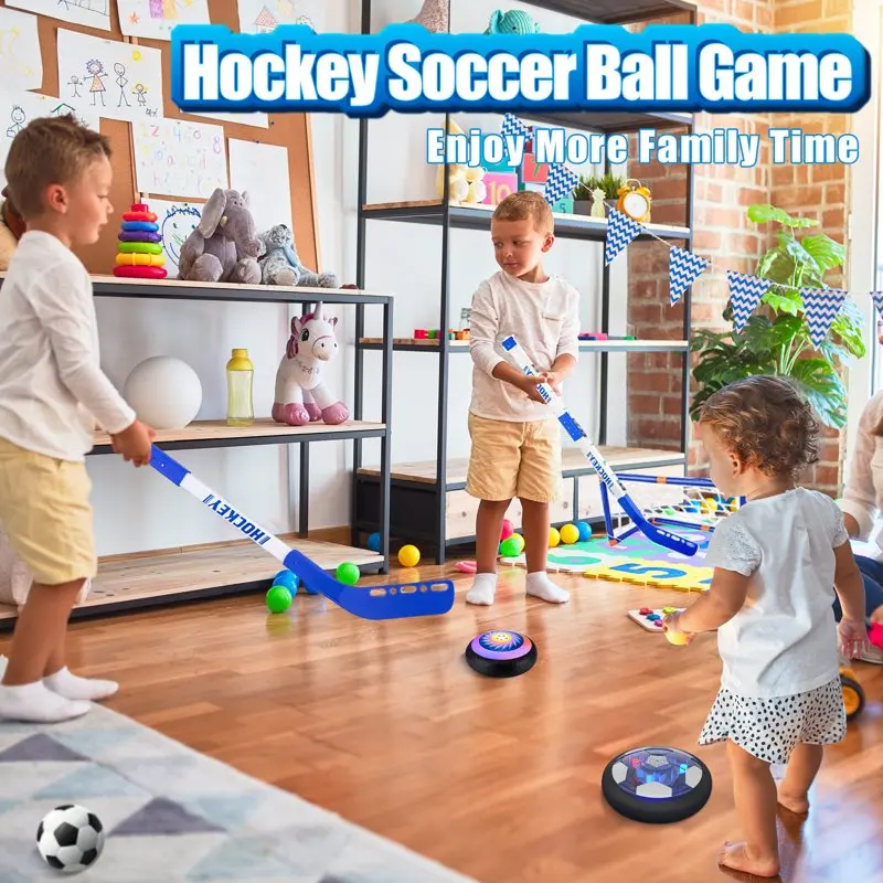 

Unique 3-in-1 LED Soccer, Hockey, Bowling Set - Kids Indoor/Outdoor Toy Gifts for Boys and Girls Ages 3+ - Includes 2 Soccer Goa