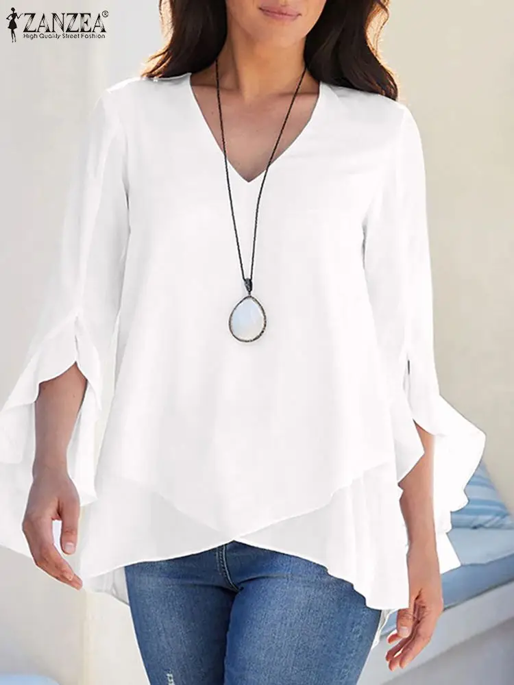 ZANZEA Irregular Hem Women Tops Tunic Solid Elegant Blusas Loose Flare 3/4 Sleeve Blouse Casual 2023 Summer V Neck Holiday Shirt
ZANZEA Irregular Hem Women Tops Tunic Solid Elegant Blusas Loose Flare 3/4 Sleeve Blouse Casual 2023 Summer V Neck Holiday Shirt