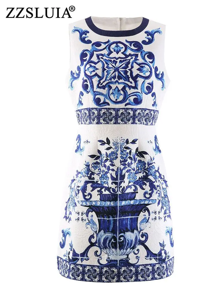ZZSLUIA Vintage Dresses For Women Blue And White Porcelain Printed Designer Slim Tank Dress Fashion Jacquard Dress Female Cloth
ZZSLUIA Vintage Dresses For Women Blue And White Porcelain Printed Designer Slim Tank Dress Fashion Jacquard Dress Female Cloth
