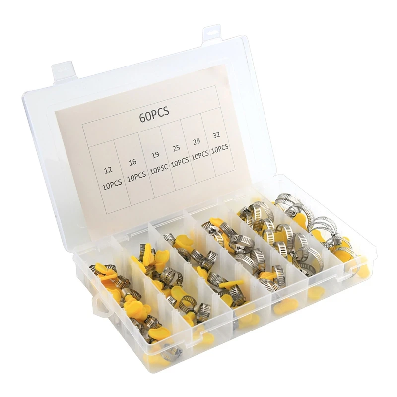 60 Pcs Key-Type Hose Clamp Assortment Kit Adjustable 0.31-1.26'' Range Worm Gear Drive Hose Clamps Water Pipe Clamp
60 Pcs Key-Type Hose Clamp Assortment Kit Adjustable 0.31-1.26'' Range Worm Gear Drive Hose Clamps Water Pipe Clamp
