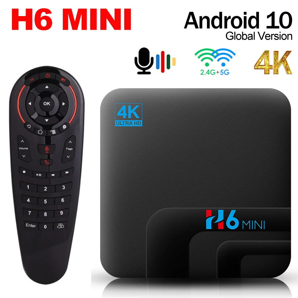 

Smart TVBox 4K Media Player Set-top Box H6 mini Android 10.0 TV Box 2.4G/5G Wifi Allwinner H313 Quad Core 16GB 2GB