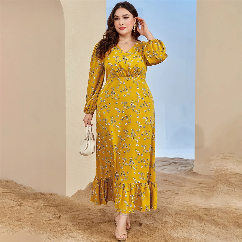 Retro Floral Print Abaya Muslim Dress Women Plus Size V-Neck Long Sleeve Summer Autumn Maxi Dress Turkish Women Clothing Ramadan
Retro Floral Print Abaya Muslim Dress Women Plus Size V-Neck Long Sleeve Summer Autumn Maxi Dress Turkish Women Clothing Ramadan