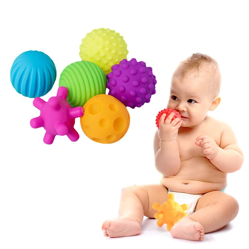 

6 Pc/set Soft Glue Multi-textured Baby Hand Grabbing Ball Toy Newborn Baby Learn To Climb Tactile Sensory Massage Ball Toys