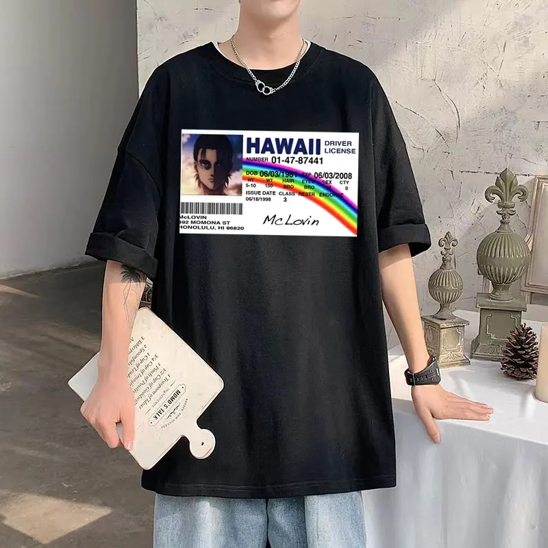 Japanese Anime Regular Summer Men Women Fashion Hip Hop Oversized T Shirts Attack on Titan Mclovin Eren Jager Graphics T-shirt
Japanese Anime Regular Summer Men Women Fashion Hip Hop Oversized T Shirts Attack on Titan Mclovin Eren Jager Graphics T-shirt