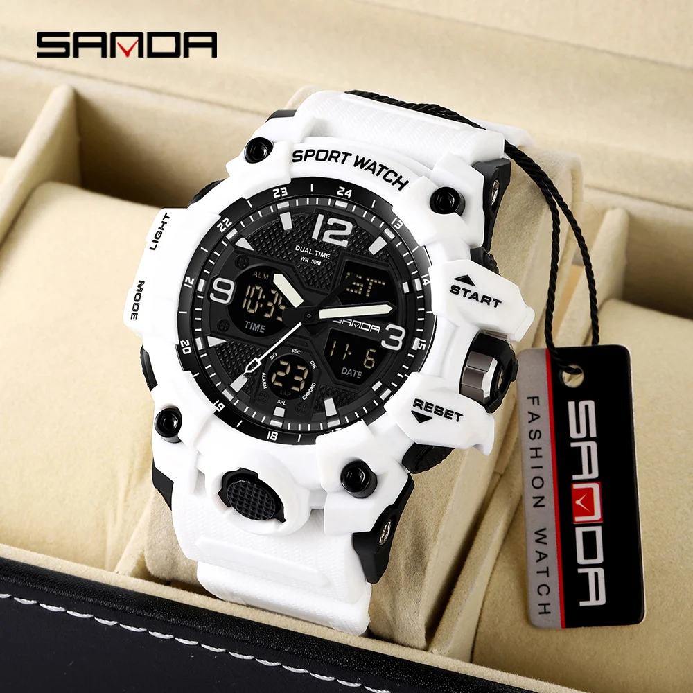 SANDA New Fashion Sport Military Men's Wrist Watch Digital Quartz Dual Display Watches Waterproof Casual Watch for Men's 
SANDA New Fashion Sport Military Men's Wrist Watch Digital Quartz Dual Display Watches Waterproof Casual Watch for Men's