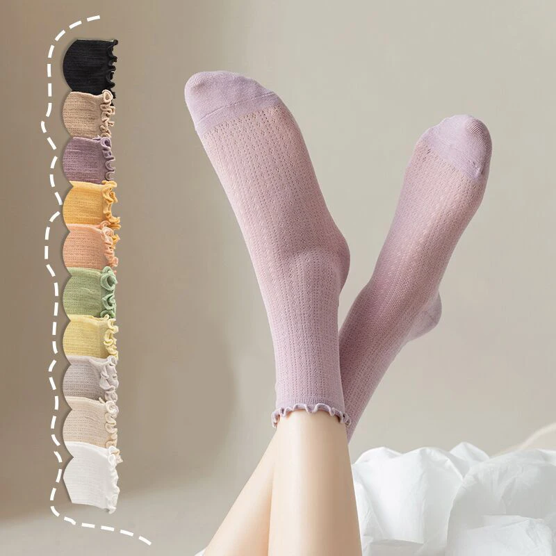 New Women Socks 2022 High Quality Summer Fashion Casual Long Socks Solid Color Korean Style Waveselvedge Mesh Breathable Cotton
New Women Socks 2022 High Quality Summer Fashion Casual Long Socks Solid Color Korean Style Waveselvedge Mesh Breathable Cotton