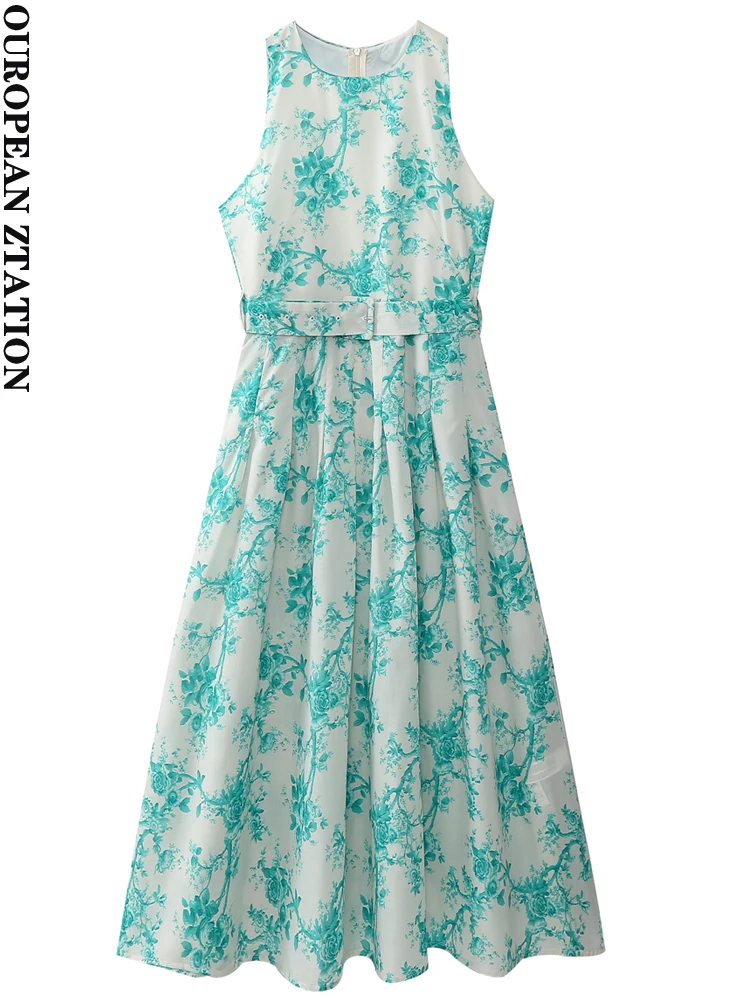 PAILETE женское Мода 2023 с поясом цветочный принт миди платье винтажное без рукавов на молнии сзади женские платья vestidos mujer 
PAILETE женское Мода 2023 с поясом цветочный принт миди платье винтажное без рукавов на молнии сзади женские платья vestidos mujer