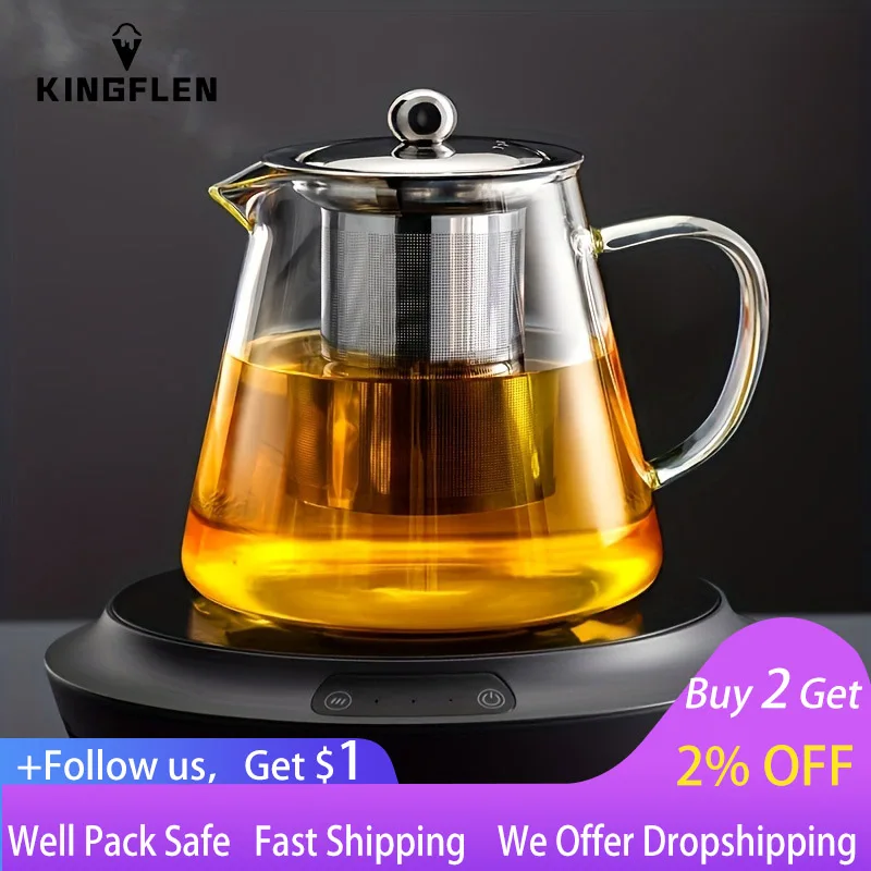 1pc Stainless Steel Lid Glass Teapot, Single Pot, With Filter Mesh, 550ml/18.5oz, High Temperature Resistant Tea Brewer
1pc Stainless Steel Lid Glass Teapot, Single Pot, With Filter Mesh, 550ml/18.5oz, High Temperature Resistant Tea Brewer