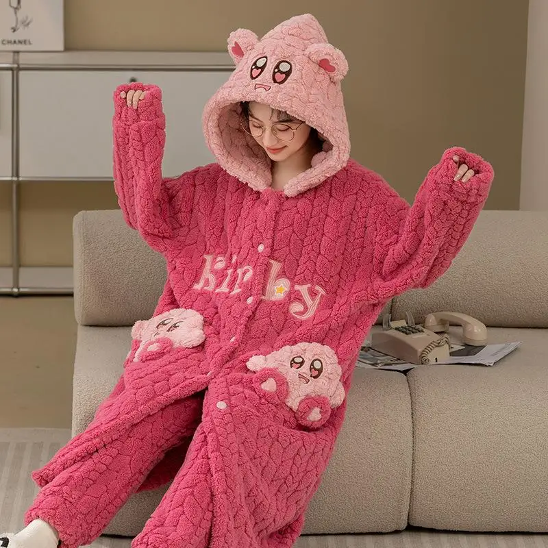 Anime Cartoon Kirby Kuromi Women's Pajamas Y2K Autumn Winter New Coral Velvet Plus Velvet Thickened Warm Pajamas Gift for Friend
Anime Cartoon Kirby Kuromi Women's Pajamas Y2K Autumn Winter New Coral Velvet Plus Velvet Thickened Warm Pajamas Gift for Friend