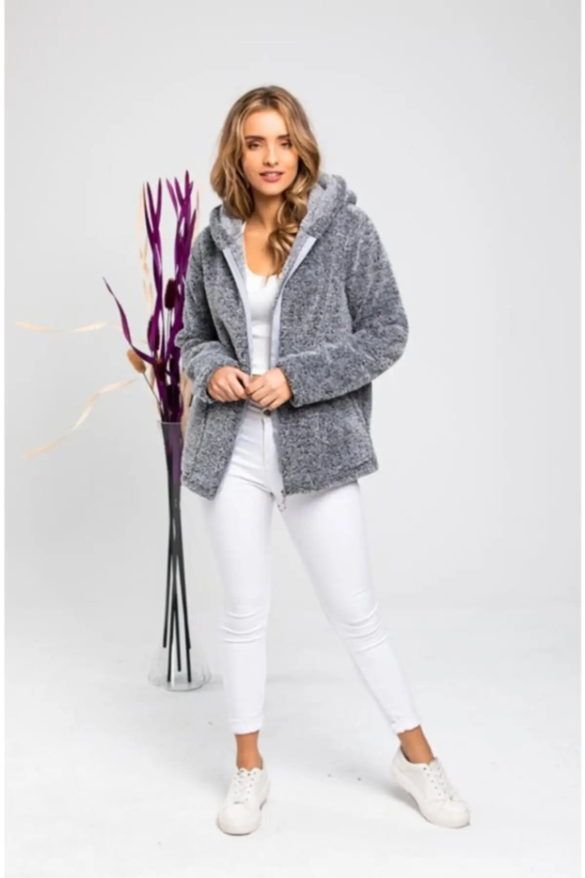 Women's Cardigan Soft Plush Hooded Zippered Gray Casual Knitted Quality Fashion Cardigan Sweaters Loose Sweater Sweater Jumper
Women's Cardigan Soft Plush Hooded Zippered Gray Casual Knitted Quality Fashion Cardigan Sweaters Loose Sweater Sweater Jumper