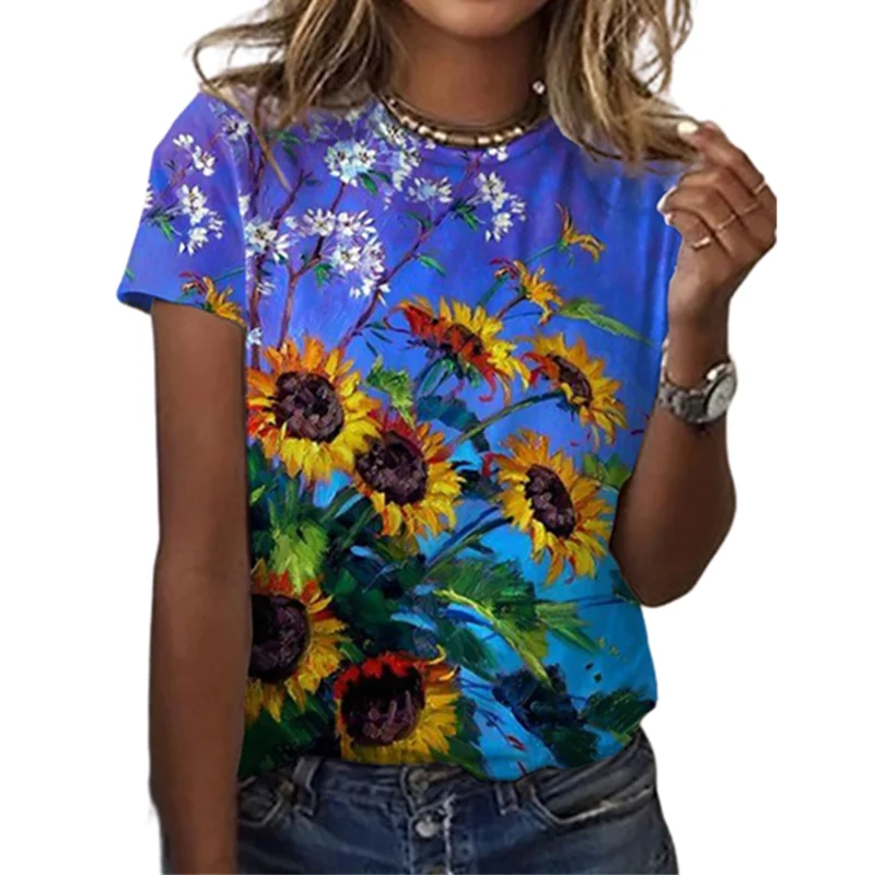 Summer O-Neck Short Sleeve Casual T-Shirt Women All-match Tops Vintage 3D Floral Printed Pullover Tops 2022 New Lady Streetwear
Summer O-Neck Short Sleeve Casual T-Shirt Women All-match Tops Vintage 3D Floral Printed Pullover Tops 2022 New Lady Streetwear