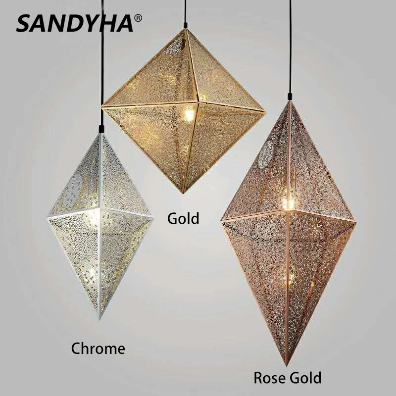 SANDYHA Creative Geometry Gold Faceted Chandelier Iron Art Hollow Carving Home Decor Drop Living Bedside Bar Dining Pendant Lamp
SANDYHA Creative Geometry Gold Faceted Chandelier Iron Art Hollow Carving Home Decor Drop Living Bedside Bar Dining Pendant Lamp