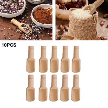 10pcs Mini Wooden Salt Spoons Tea Coffee Scoops Seasoning Candy Spices Milk Powder Spoons Kitchen Cooking Tool