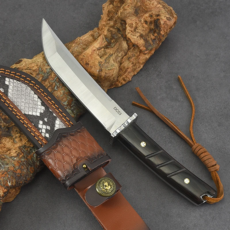 New Hunting Knife Tactical Military 9CR18MOV Blade Ebony Handle Camping EDC Knife Bushcraft Survival Self Defense Combat Knives
New Hunting Knife Tactical Military 9CR18MOV Blade Ebony Handle Camping EDC Knife Bushcraft Survival Self Defense Combat Knives