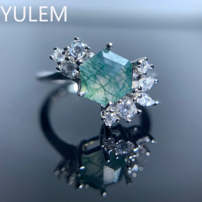 YULEM 925 Sterling Silver Natural Hexagon Moss Agate Equisizte Flower Ring for Women Wedding Engagement Party Fine Jewelry Gift
YULEM 925 Sterling Silver Natural Hexagon Moss Agate Equisizte Flower Ring for Women Wedding Engagement Party Fine Jewelry Gift