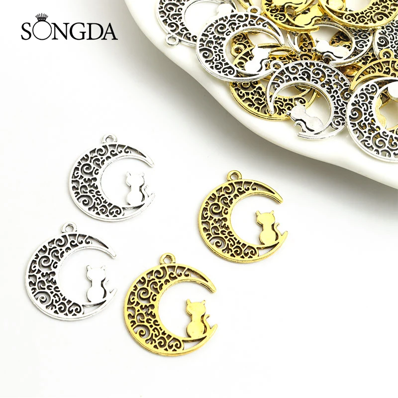 10pcs Cartoon Moon Cat Charms Antique Gold/Silver Color Cute Animals Alloys Pendants for Making Jewelry DIY Findings Accessories
10pcs Cartoon Moon Cat Charms Antique Gold/Silver Color Cute Animals Alloys Pendants for Making Jewelry DIY Findings Accessories