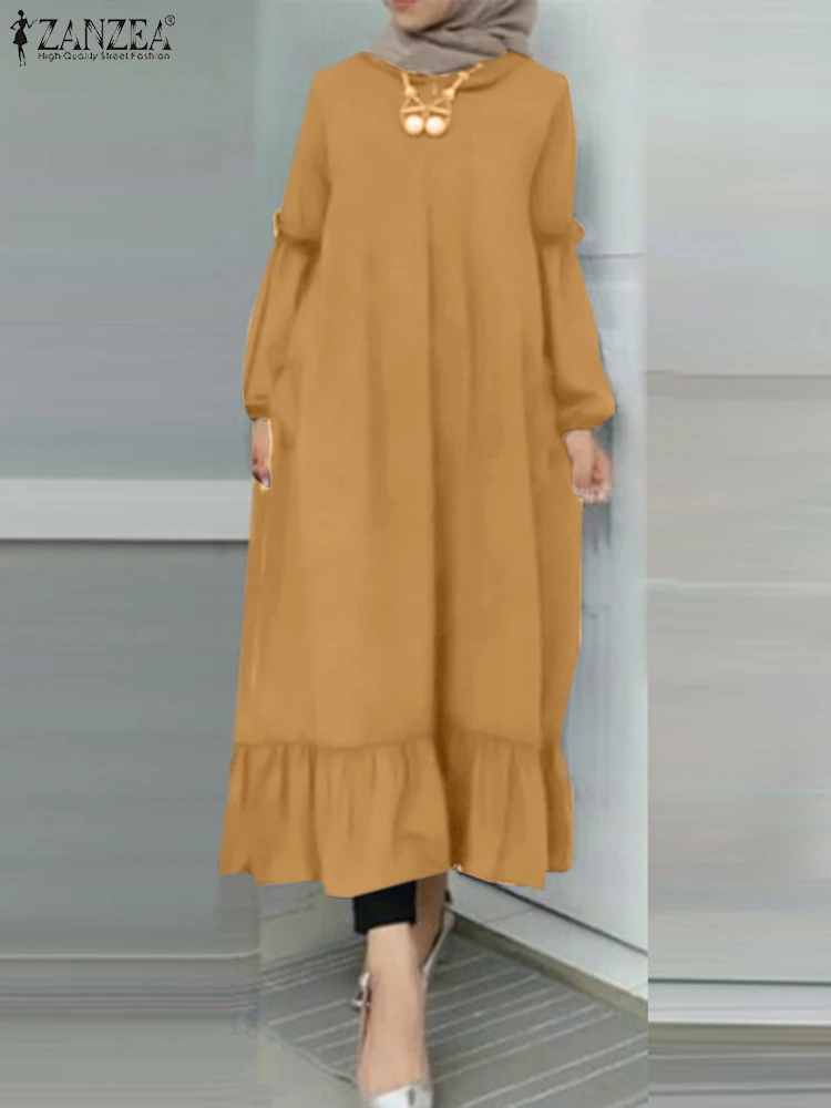 ZANZEA Women Spring Muslim Dress Puff Sleeve O-Neck Solid Loose Abaya Hijab Islam Clothing Femme Elegant Ruffles Vintage Robe
ZANZEA Women Spring Muslim Dress Puff Sleeve O-Neck Solid Loose Abaya Hijab Islam Clothing Femme Elegant Ruffles Vintage Robe
