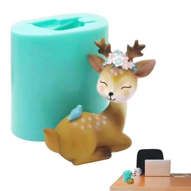 

Cute 3D Animal Sleeping Deer Mold Creative Sleeping Little Elk Candle Molds Lying Deer Shape Soap Mould Christmas Reindeer Resin