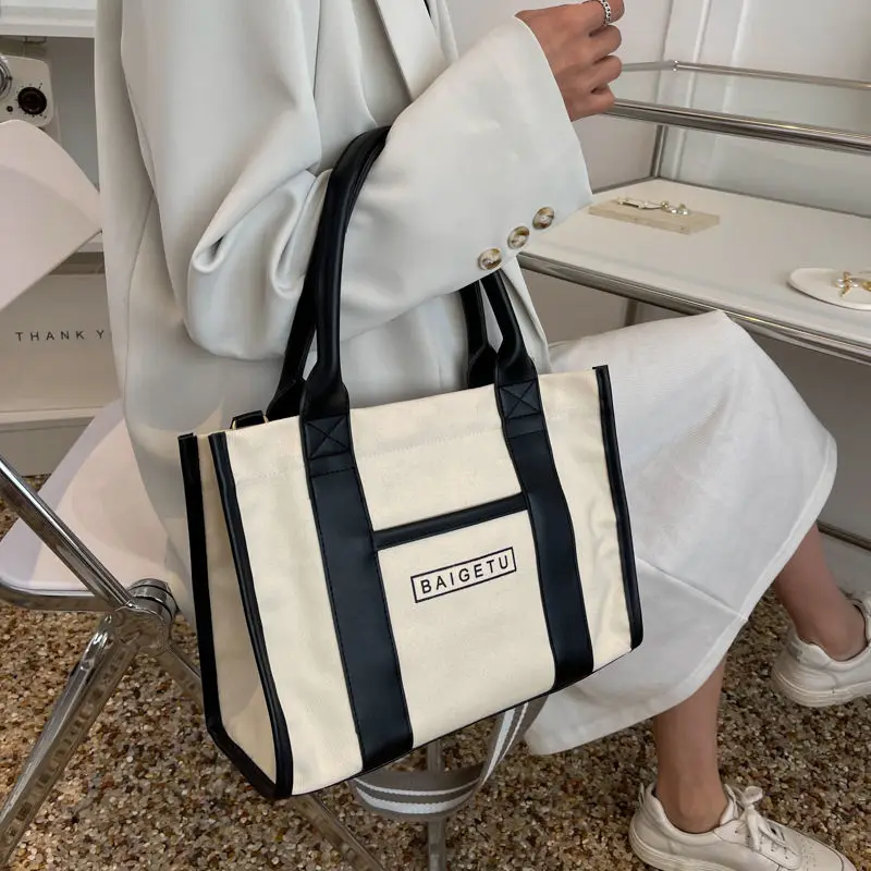Women's Bag Shopper Simple Fashion Zipper Handbags Luxury Designer Canvas Large Capacity Tote Shoulder Book Bags For Girls
Women's Bag Shopper Simple Fashion Zipper Handbags Luxury Designer Canvas Large Capacity Tote Shoulder Book Bags For Girls