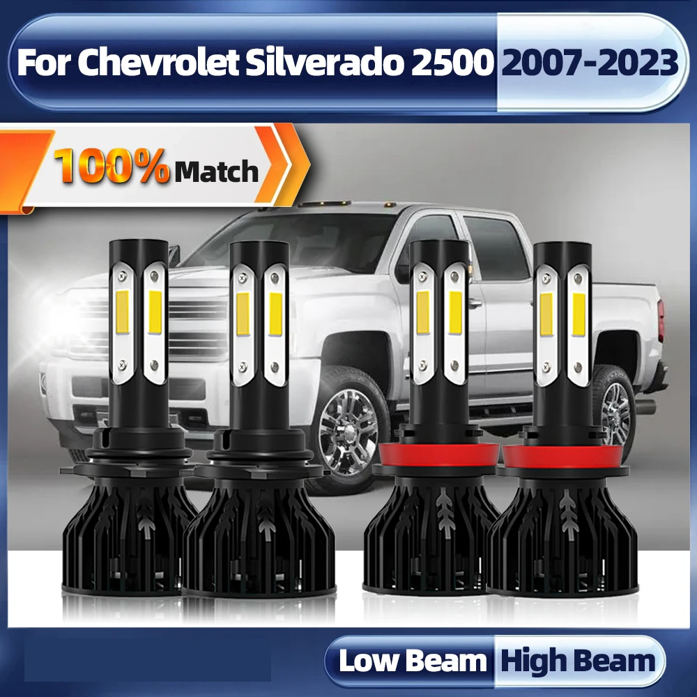 

4Pcs Led Canbus H11 9005 Led Headlights 360W 60000LM Car Light Bulbs Auto Lamp For Chevy Silverado 2500 2007-2020 2021 2022 2023