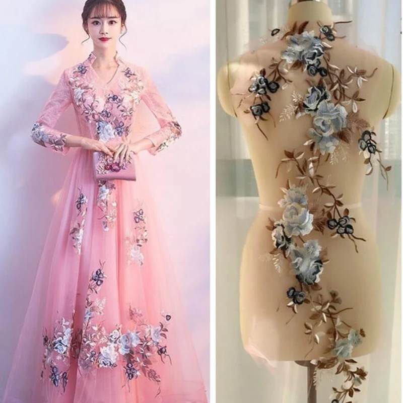 1 компл. Цветочная вышивка искусственная кожа для WeddingDress одежда Пришивные